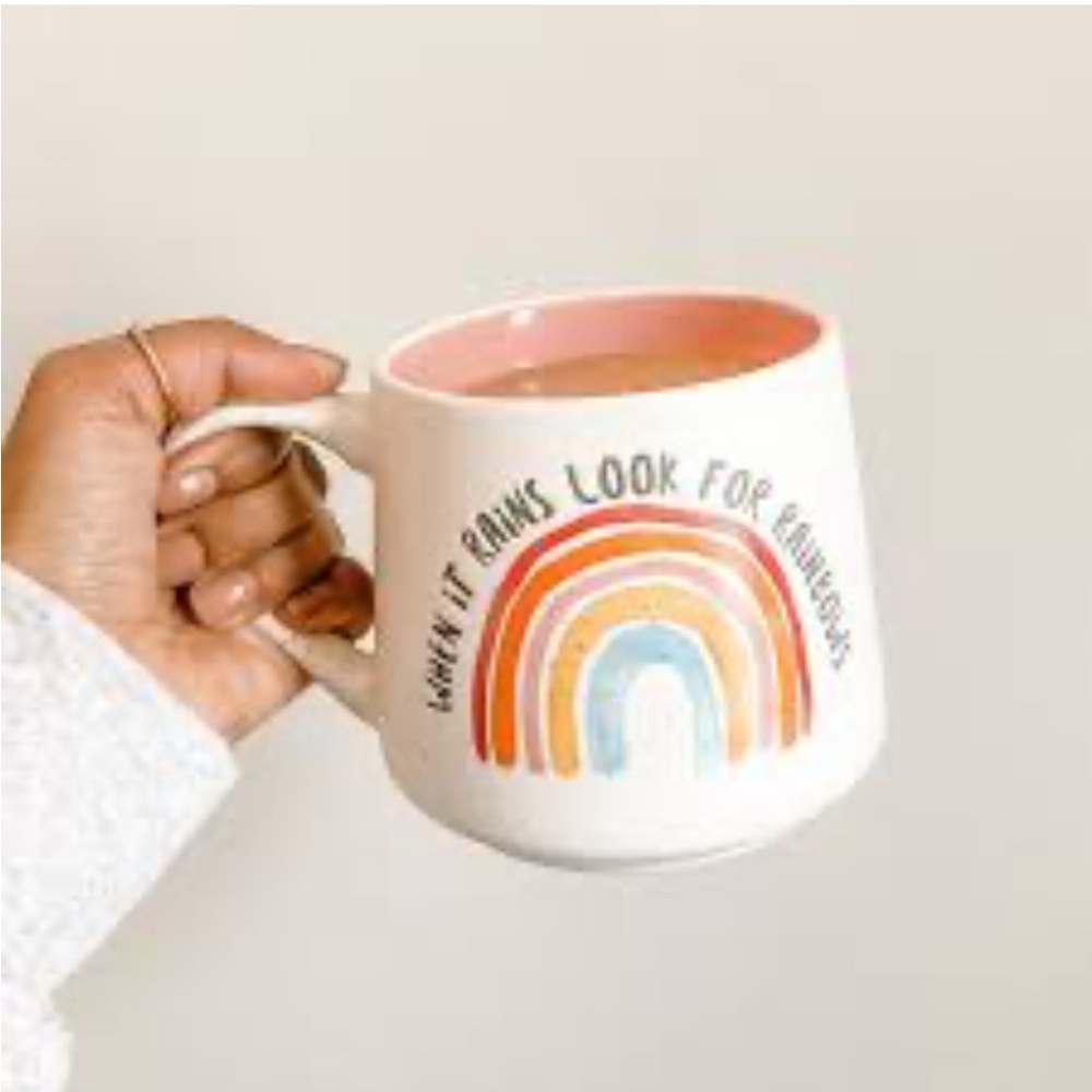 Good Day Rainbow Mug with Inspirational message. Design on both sides. Imported